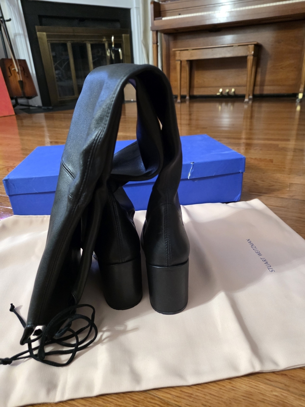 Stuart Weitzman Tall Black Leather Over-the-Knee Boots - Picture 5 of 16